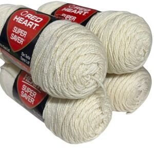 VTG Red Heart Super Saver‎ Yarn ARAN 0313 Acrylic 7 oz NO DYE LOT ~ LOT OF 4
